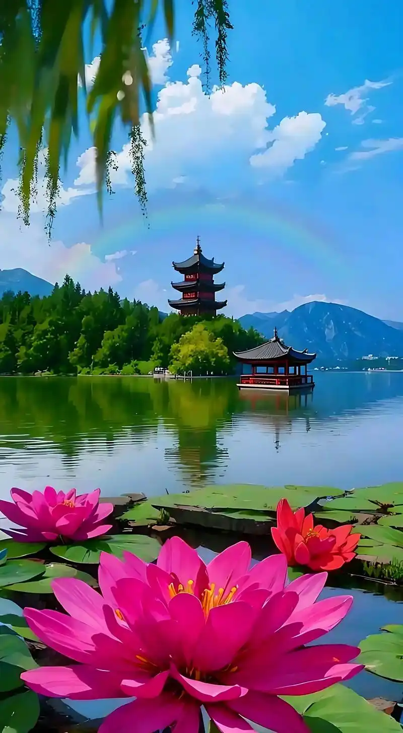西湖美景.夏日的西湖,如同一幅美丽的画卷,让人如痴如醉,尤其 - 抖音