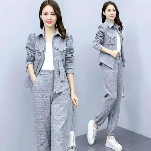 时尚运动套装女2022新款春装洋气宽松上衣矮小个子休闲女装两件套