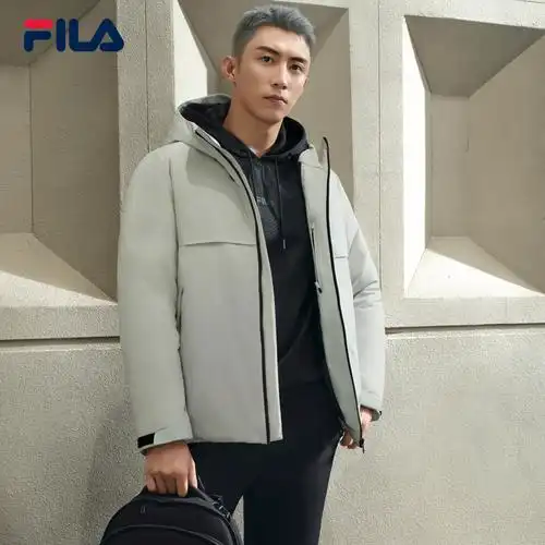 fila斐乐黄景瑜同款男士羽绒服2021年冬季新款短款保暖连帽外套男