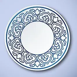 中式空心青花瓷花纹边盘子