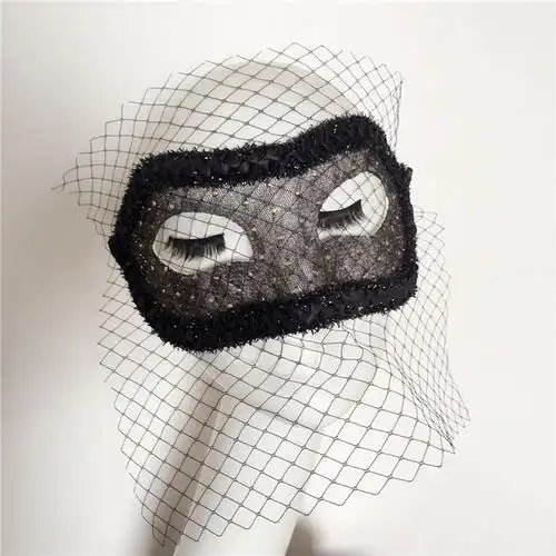 威尼斯黑色面纱舞会派对男女面具 舞台演出走秀模特蒙面歌王面具