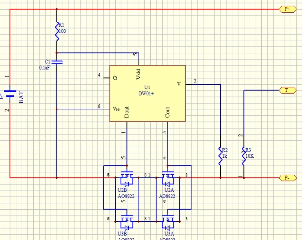 单节锂电池保护板电路方案设计 (protel 99)