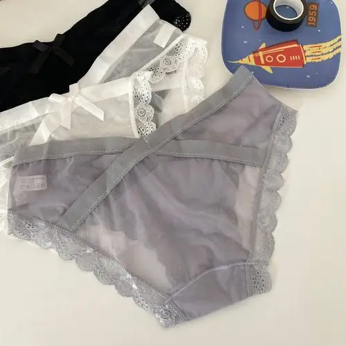 实拍实价 性感女士内裤纯棉档蕾丝超薄火辣诱惑网纱黑色三角裤头