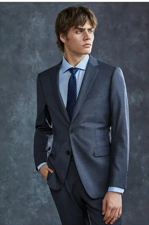 礼服商务正装半麻衬休闲西装外套 蓝灰色【上衣 裤子 马甲】mxf025 44