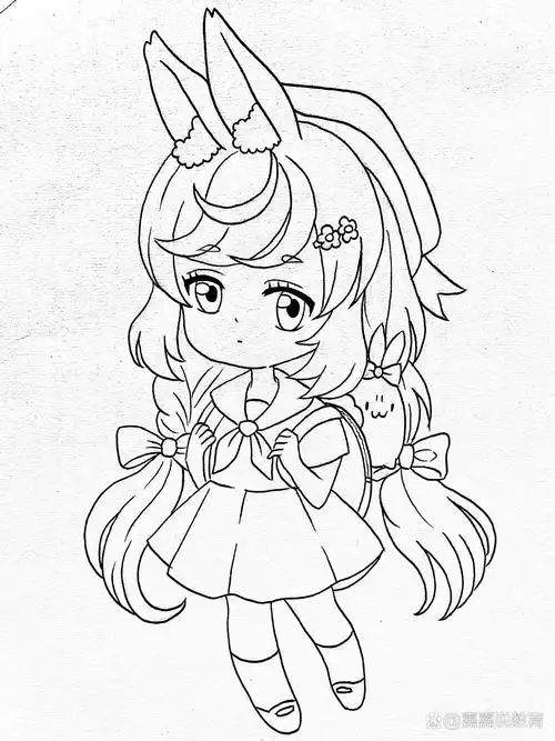 【小兔女孩🐰】彩铅漫画人物q版简单儿童画