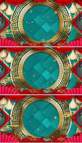 4k国潮新年喜庆红灯笼祥云春节晚会舞台背景