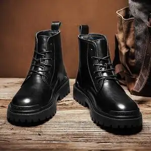 马丁靴男高帮春秋款工装英伦风男士靴子低帮皮靴夏季黑色机车短靴