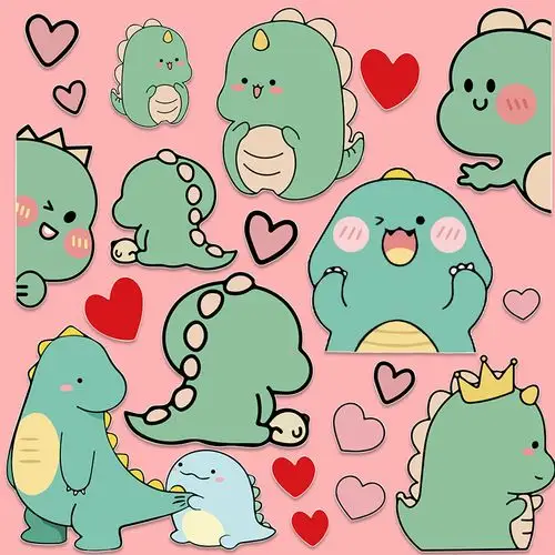 卡通可爱小恐龙行李箱笔记本电脑贴纸旅行箱手机水杯ipad贴画防水