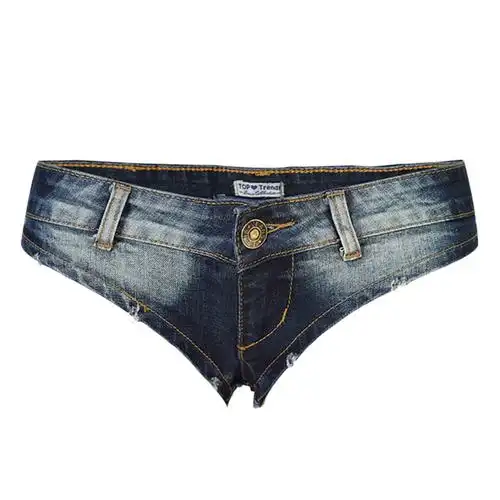 vograce 女式低腰迷你牛仔短裤 牛仔丁字裤 cheeky 牛仔裤短裤