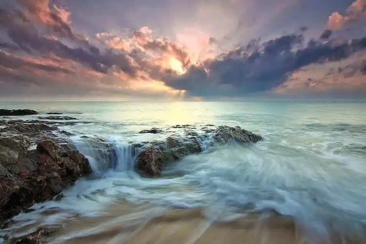 水, 日落, 海滩, 海洋, 海洋, 岛屿, 海景, 黎明, 太阳