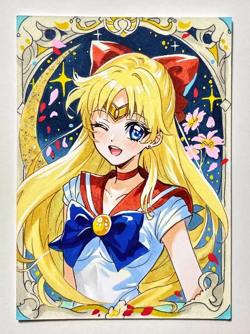 美少女战士手绘插画|水冰月手绘马克笔临摹.