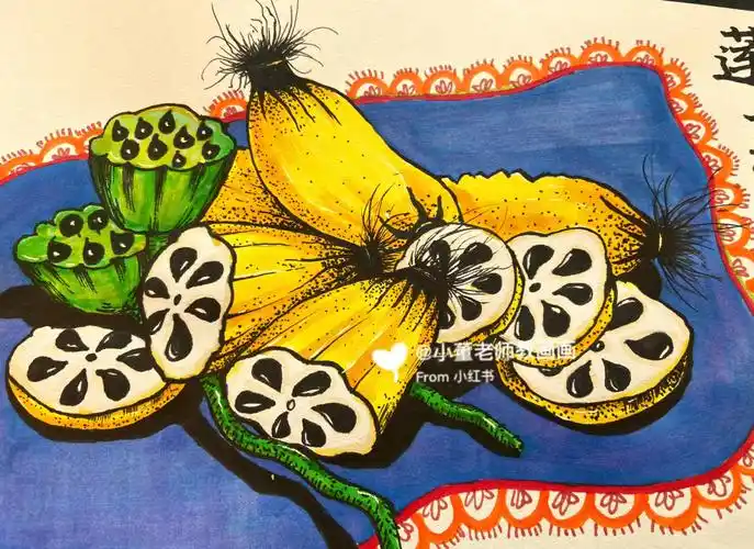 创意美术适合810岁莲藕莲蓬