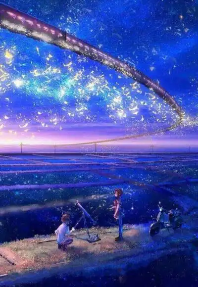 图片来自百度,感谢原作者,侵删——二次元,场景,水彩,星空,梦幻