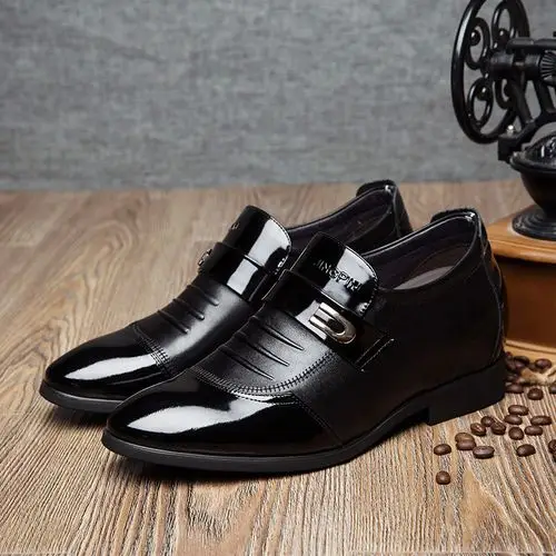 男士商务增高鞋10cm皮鞋英伦真皮隐形内增高男鞋8cm高跟鞋男婚鞋