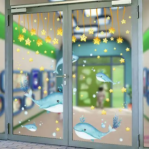 幼儿园玻璃贴纸窗贴创意贴画窗户学校教室布置瓷砖