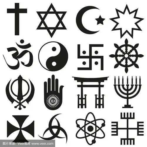 世界宗教符号集图标eps10