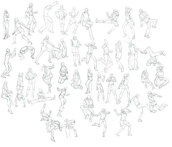 5000种人物着衣手绘动作图