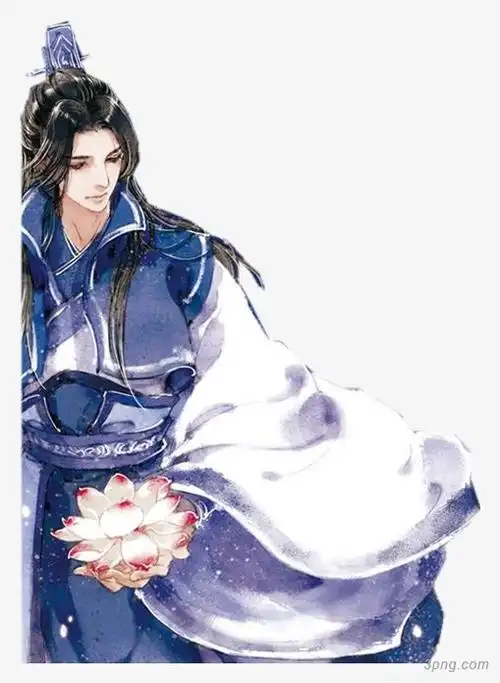 古风儒雅手绘美男子png素材透明免抠图片-卡通手绘