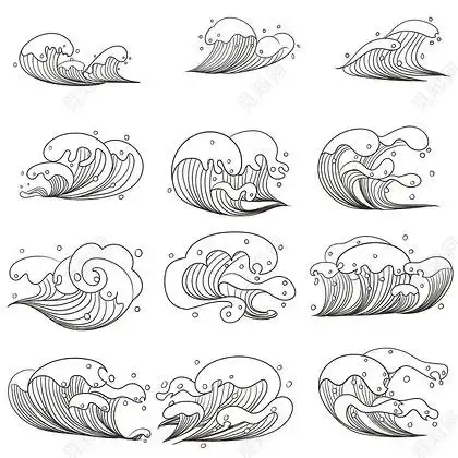 可用作世界海洋日插画,世界插画,线条海插画,海洋插画,海浪插画