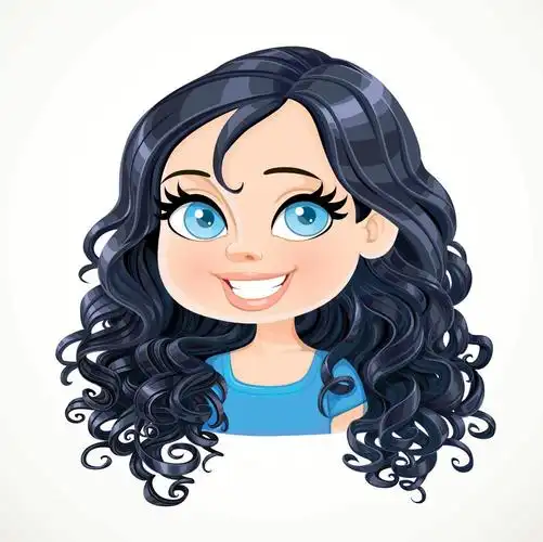 卡通卷发美女图片