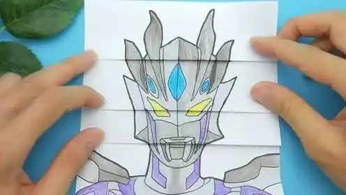 的q版帅气的赛罗奥特曼儿童亲子简笔画美术师用彩笔画了个赛罗奥特曼