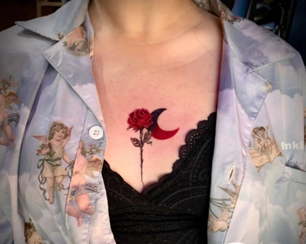 性感胸口纹身图案女胸前简约纹身8