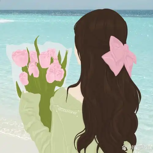 原创捧花女生头像