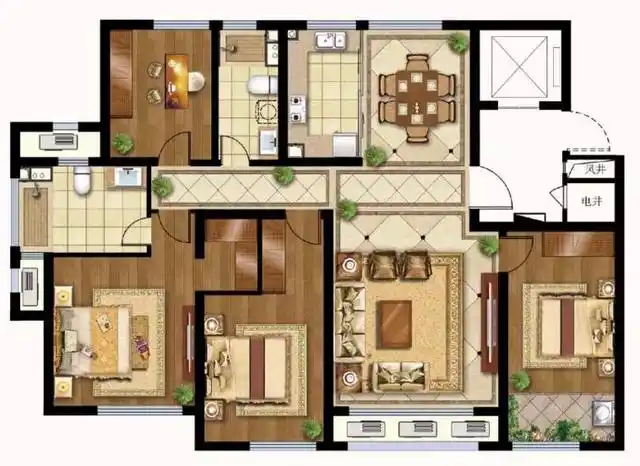 以下就是本套湘溪兰园小区125平米四居室房子的户型图