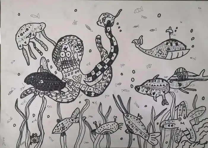 优彩少儿美术大师班第22轮《线描海底世界》