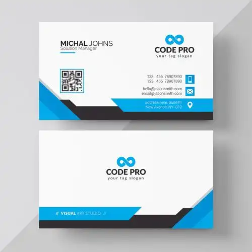 蓝白色公司名片  矢量图参考与学,ai格式内有jpg预览图.