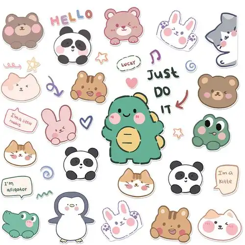 卡通可爱爱小动物头像行李箱贴纸笔记本电脑手机ipad笔记本个性小贴纸