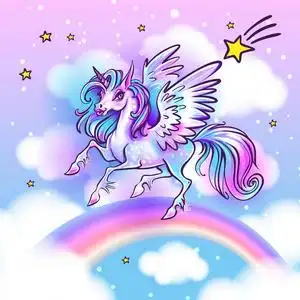 美丽的独角兽矢量说明.魔法幻想马designate指明照片