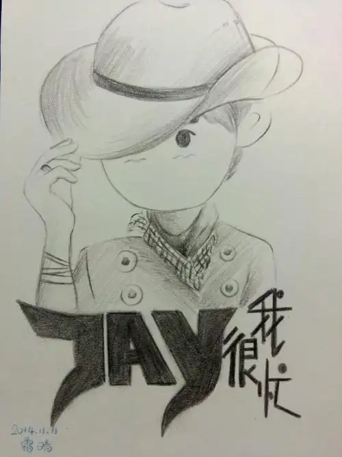 手绘素描彩铅动漫周杰伦q版明信片