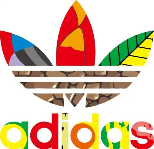 大牌多彩adidas三叶草印花矢量图服装裁片t恤烫图印花花型素材-pop花