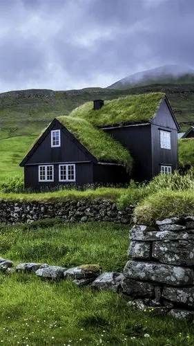 壁纸 法罗群岛,房屋,绿草,云 7680x4320 uhd 8k 高清壁纸, 图片, 照片