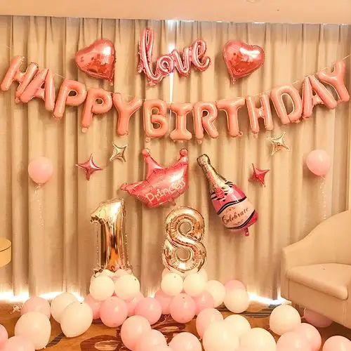 生日装饰派对趴体场景布置快乐气球惊喜男生女孩男孩儿童背景墙品