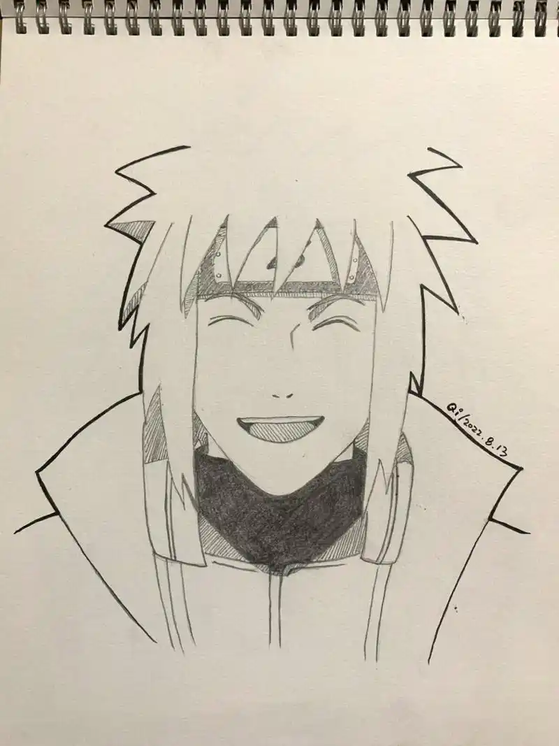 动漫手绘 | 火影忍者 | 鸣人证件照 翻出来几张夏天的画,确实没少画