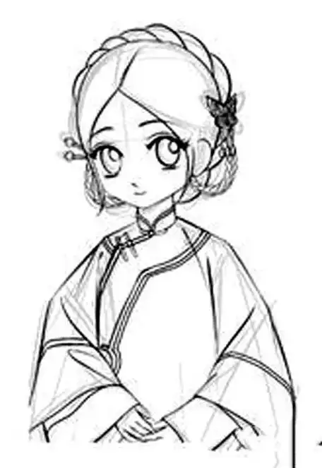 古装少女简笔画图片_简笔画图片大全 - 元艺考