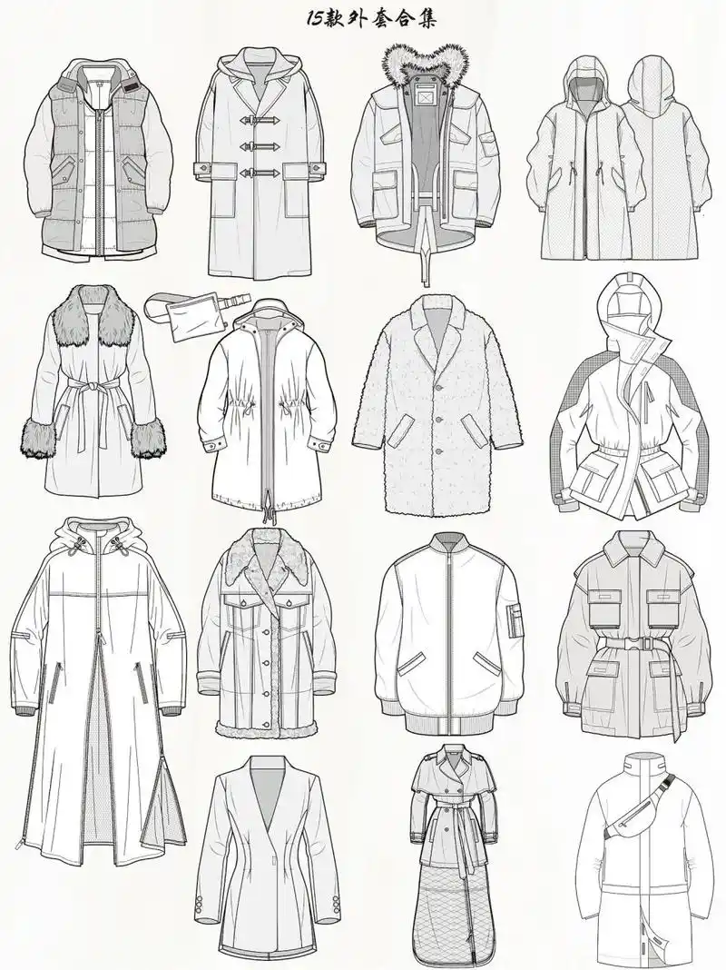 服装设计| 15款秋冬外套款式合集|干货分享 7815整理了近期的15款
