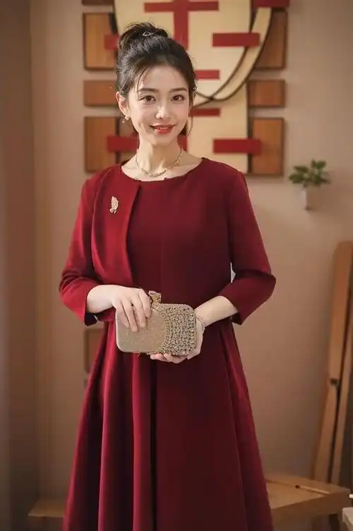 诗意妈妈婚宴礼服2024春季婚礼喜婆婆结婚装喜服年轻高端大码 - 17网