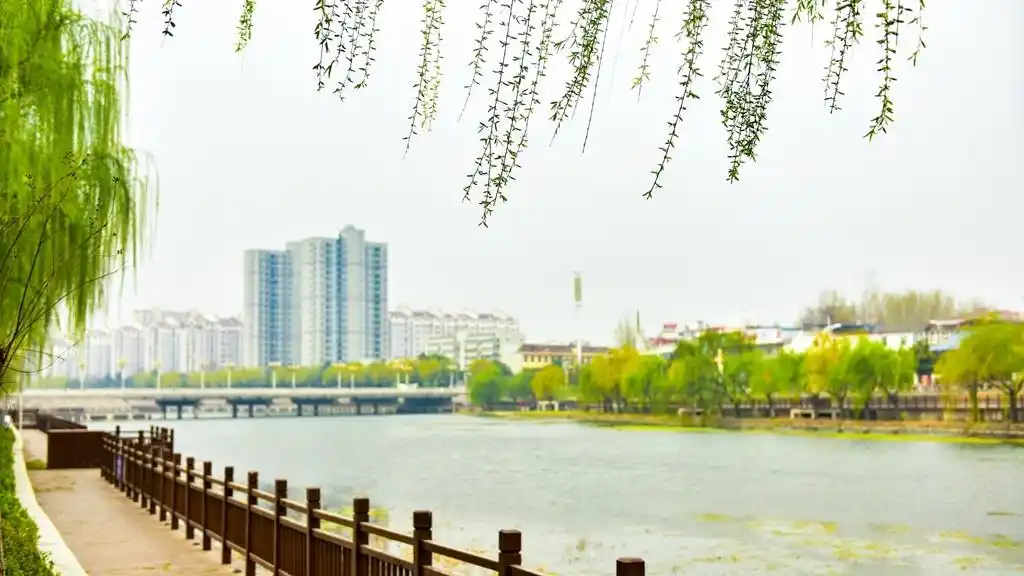 河南方城潘河岸边春意盎然