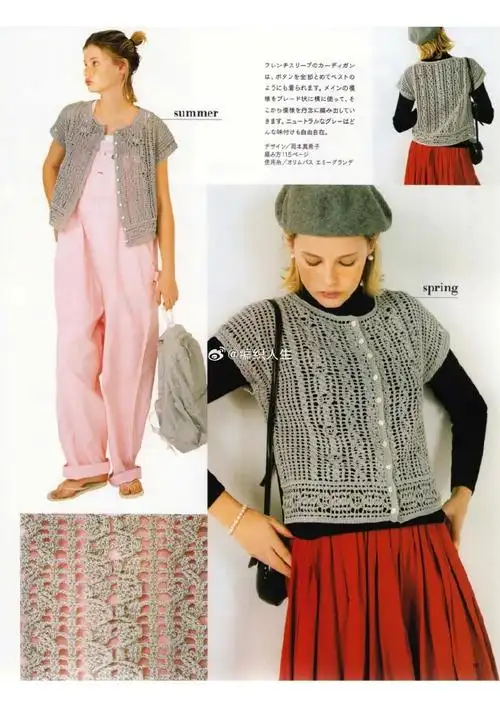 (出处: 编织人生论坛)  毛线球2024春刊的一款钩针外套, 衣服并不