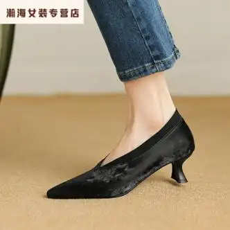 克图克思羽手工轻奢女鞋浅口超高跟大于8cm鞋单鞋复古细跟法式尖头浅