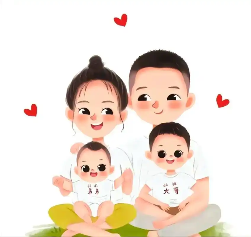 把女婿当儿子,生活一样美好9494949494#四口之家卡通头像