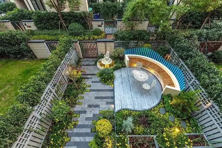 联排别墅50平花园怎么设计,联排别墅50平私人庭院小花园布局实景图