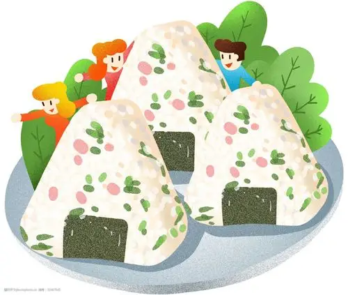 年夜饭紫菜饭团插画