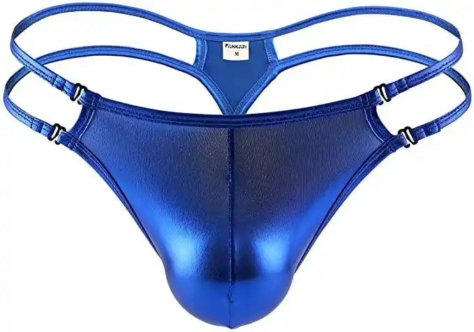 naturemore 男式闪亮金属凸起袋 丁字裤 比基尼三角裤系带内裤