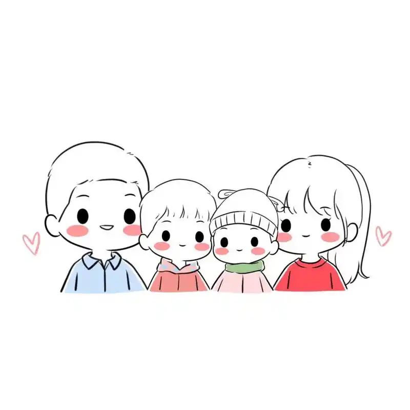 手绘头像简笔画全家福一家四口 卡通头像‖亲子图像‖女生头像‖男生
