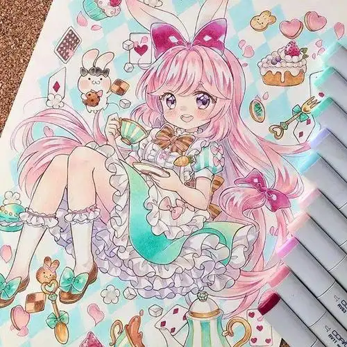 马克笔q版卡哇伊q版马克笔手绘是不是小可爱们心里的爱呢快来瞧瞧吧