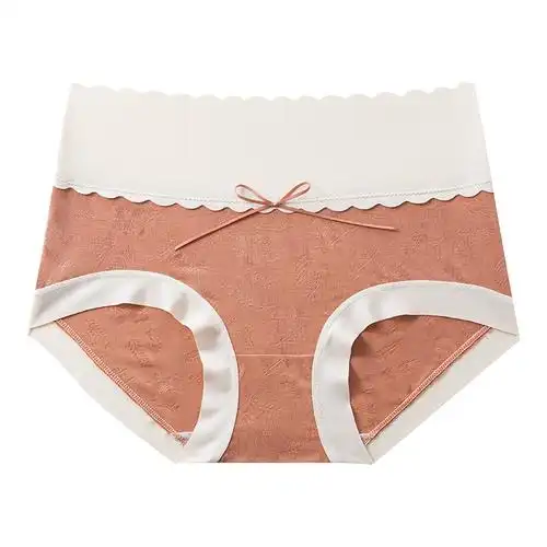 新款莫代尔轻奢提花内裤女无痕透气温变桑蚕丝抗菌中腰女士三角裤